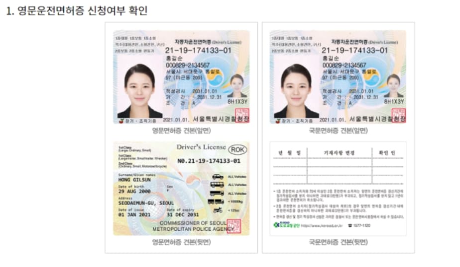 운전 면허증 재발급 사진규격